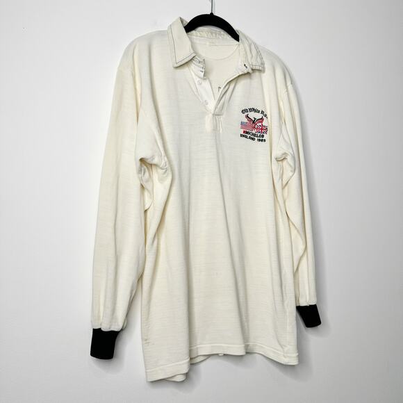 Vintage Michelob Rugby Shirt England USA Polo #36 Cream Mens Large 44” Chest - Picture 4 of 11